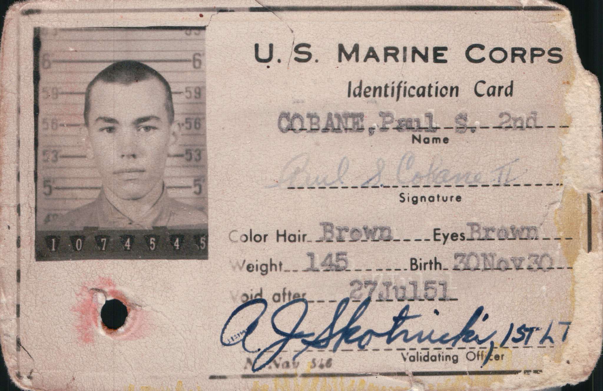 US Marine Corps Identification Card