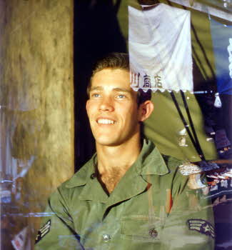 Bert Crowson smiling - photographed with double exposure