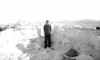 Richard Hambley standing in shoulder high snow