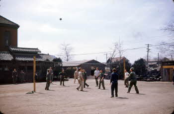 U.S. soldiers playing ball game