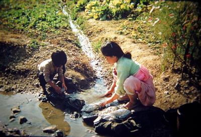Korean civilians washing clothes