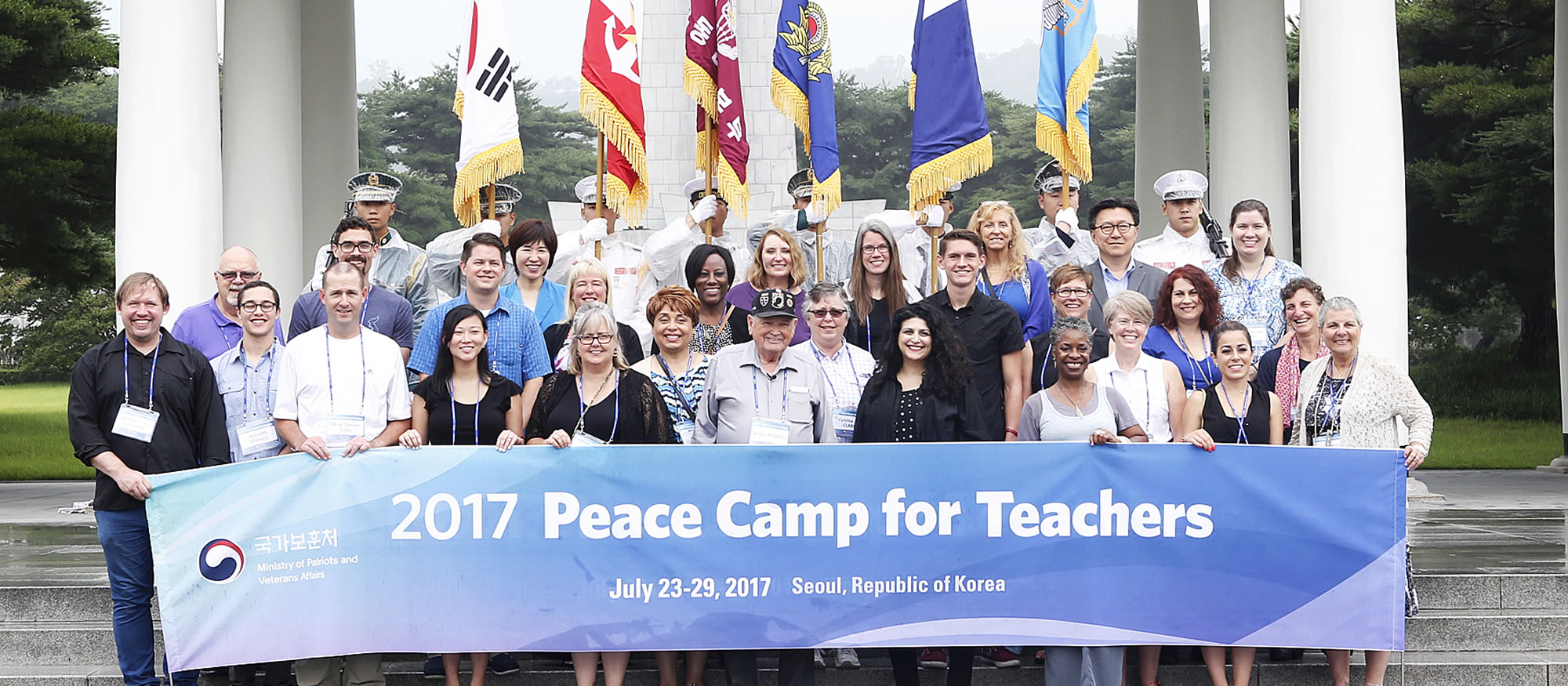 Group of people with banner