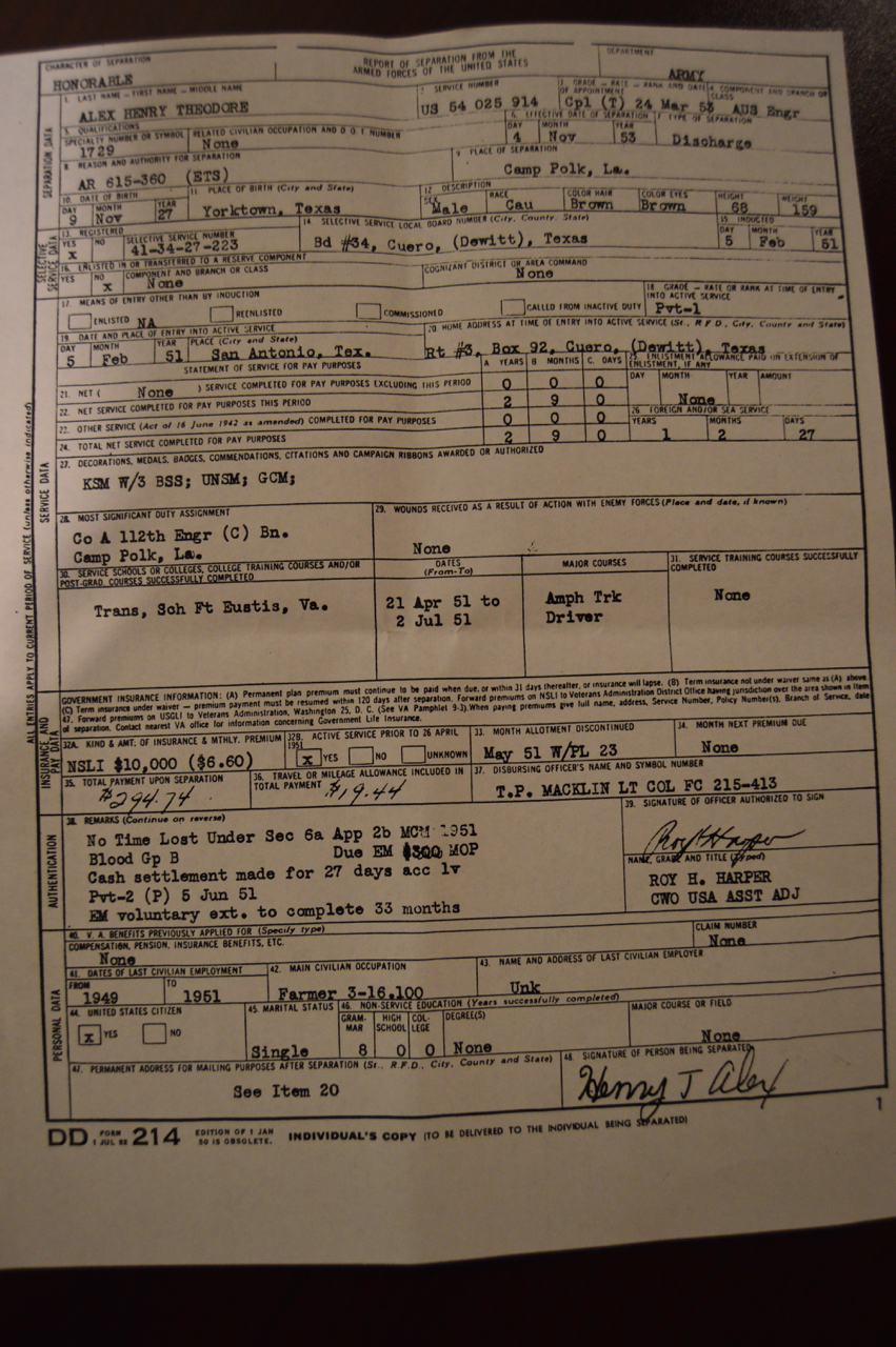 Discharge Papers - DD-214