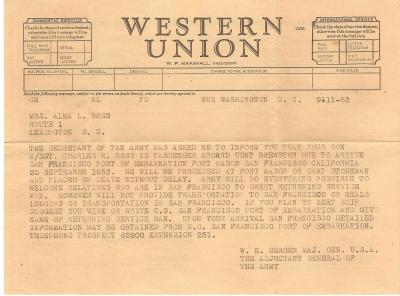 Telegram to Alma Ross