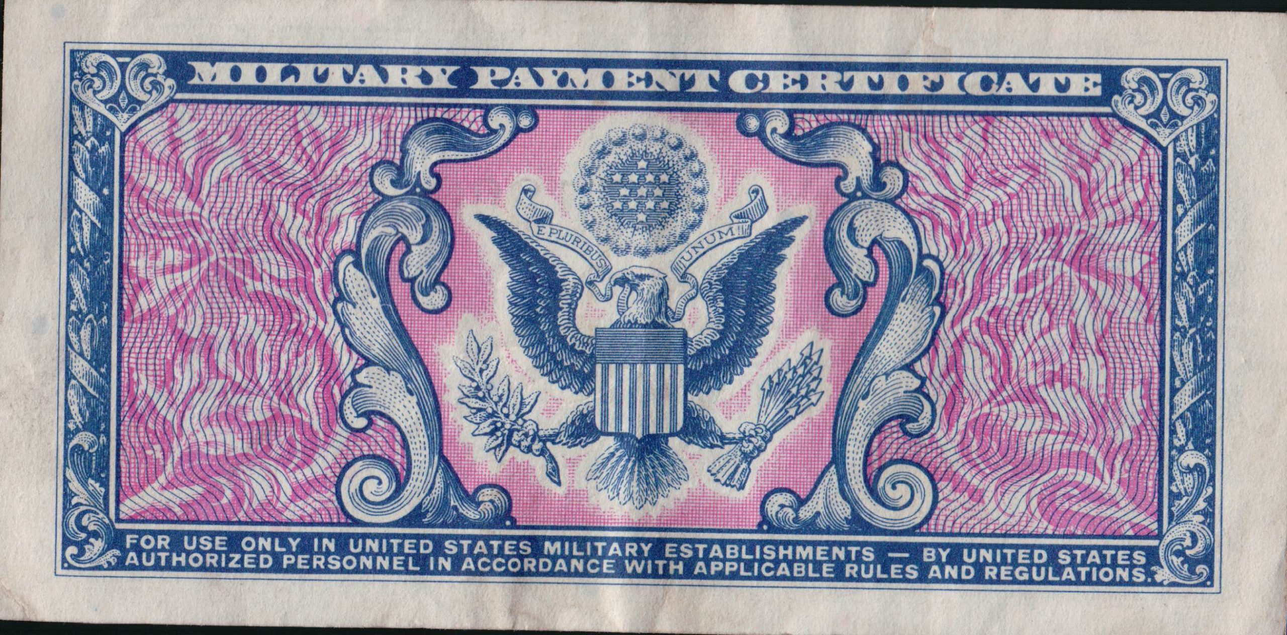 Back of Military Script for Five Cents 