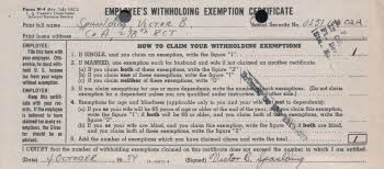 Employee's Withholding Exemption Certificate (front)