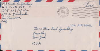 Victor Spaulding's Personal Letter to His Family - Envelope 