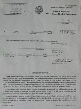 Order to Report for Armed Forces Physical Examination