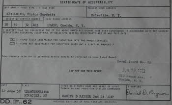 Certificate of Acceptability for Victor Spaulding