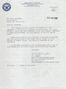 Letter from Military Awards Branch