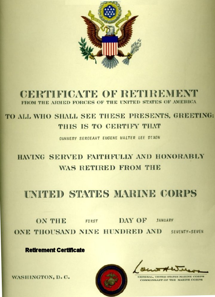 Certificate of Retirement