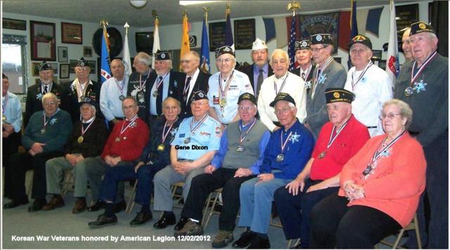 Korean War Veterans honored by American Legion 12/02/2012