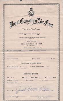 R.C.A.F Certificate of Service