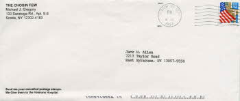 Letter from Northeast New York state Chapter of the Chosin few (envelope)