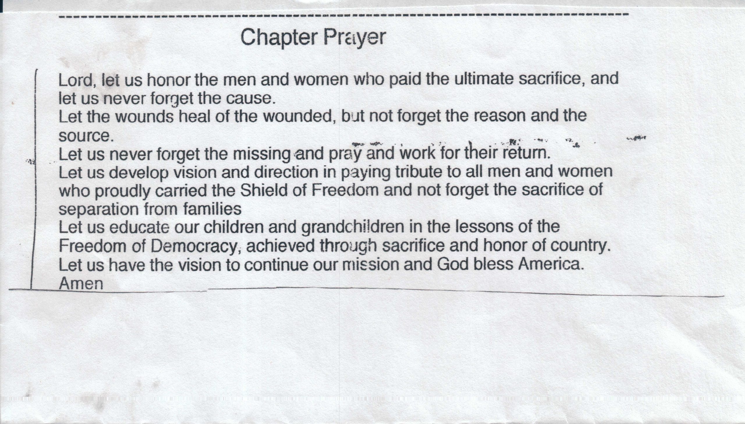 Korean War Chapter Prayer
