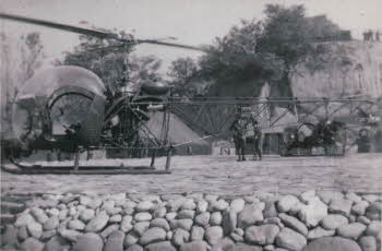 A military helicopter in base