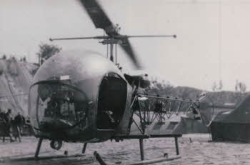 A military helicopter in closer view