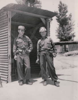 Korean soldiers in front of booth