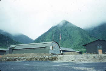 View of military base buildings within mountain - Seorak