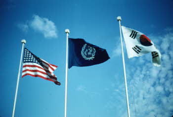 Flags - ROK, UN, and U.S.A.