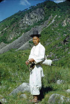 Korean old man in Korean traditional scholar costume