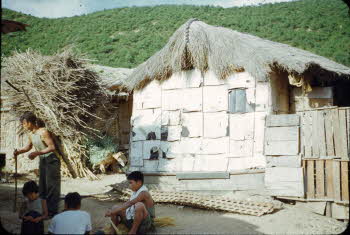 Koreans building a house with boxboard
