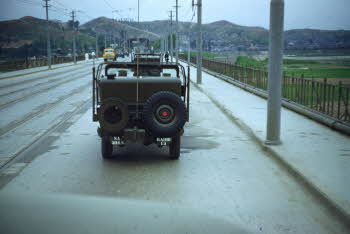 Back of Jeep on paved road