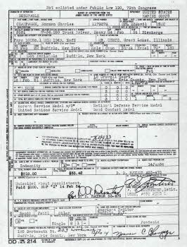 Report of discharge from The Armed Forces of the United States
