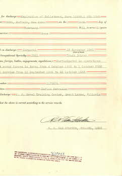 Certificate for Bruce Henry Ackerman to be honorably discharged from the US Marine Corps