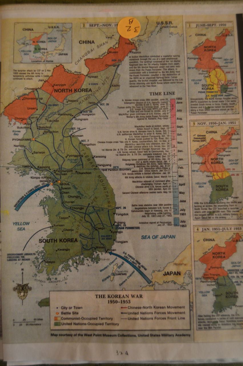 Map of Korean War 1950-1953