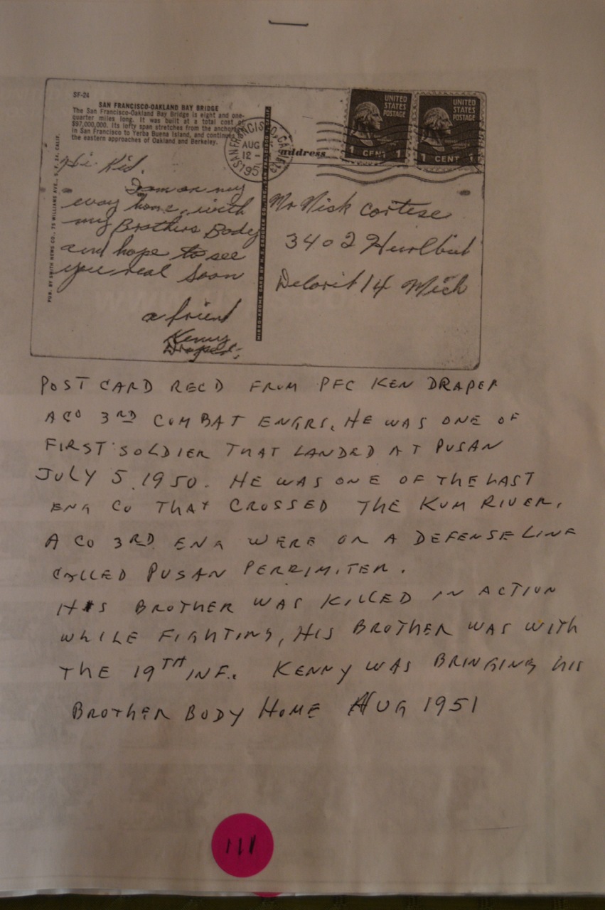 Postcard from PFC Ken Draper