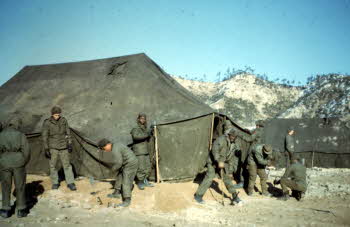 Setting up squad tent. Moved to Yang gu