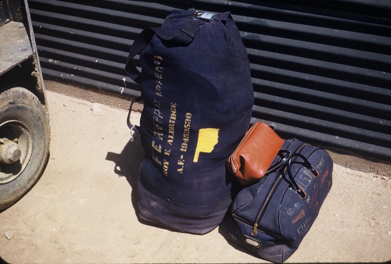 Aldridge's luggage he took with him on the way home. Taken in Korea, 1953.