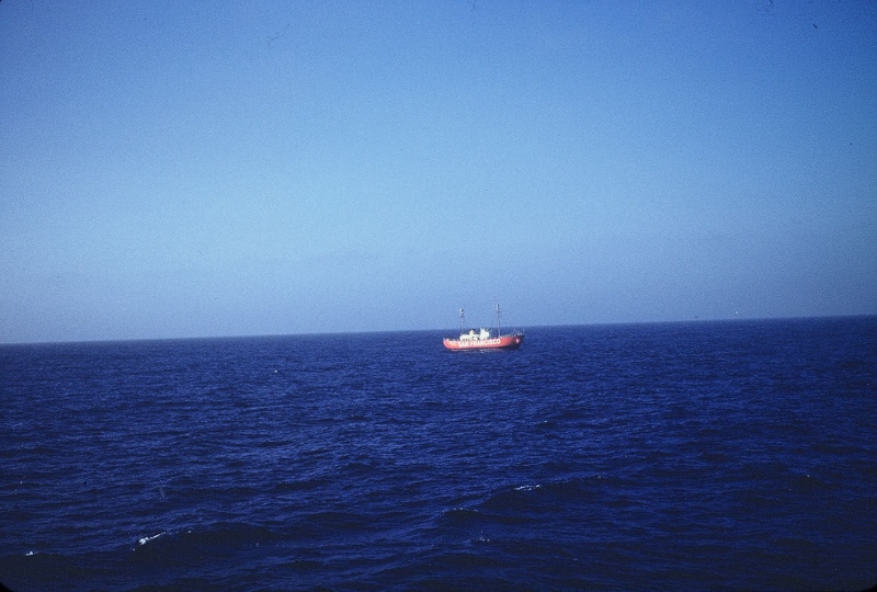 A picture of a 3 mile light ship in San Francisco, California in 1953.