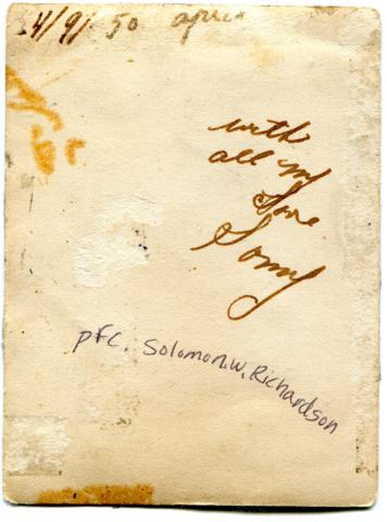 4/9/50: PFC. Solomon W. Richardson