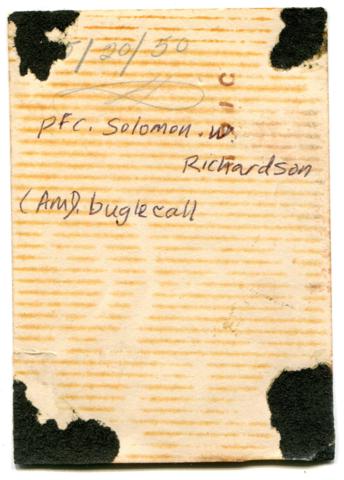 1/20/50 PFC. Solomon W. Richardson - Bugle Call