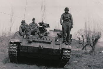 Soldiers on tank