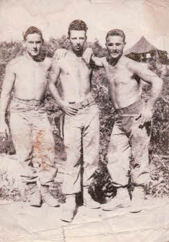 Three of topless soldiers