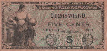 Military payment certificate: five cents