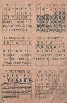 Bill O'Kane marked his days left before discharge on this calendar