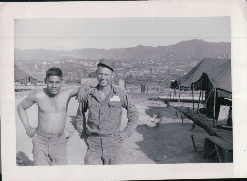 Puls with friend Henry on left at Inje 1953