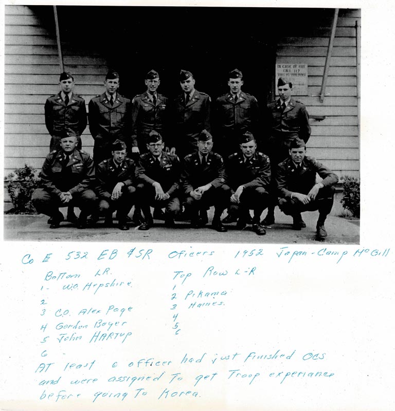 Co. E 532 EB and SR Officers 1952