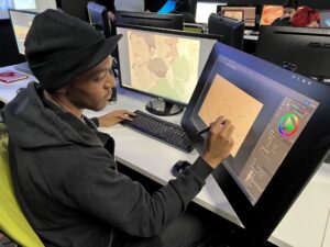 person working at screen